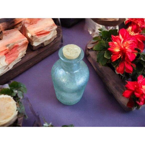 Antique Design Frosted Glass Apothecary Bottle With Cork Stopper 6" - Picture 5 of 8